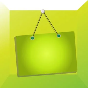 Hanging empty reminder. Colored square shaped note fixed on the surface Stock Illustration
