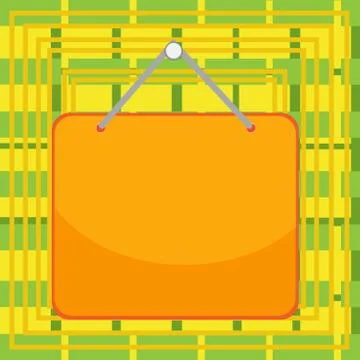 Hanging empty reminder. Colored square shaped note fixed on the surface Illustrazione stock