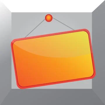 Hanging empty reminder. Colored square shaped note fixed on the surface Stock Illustration