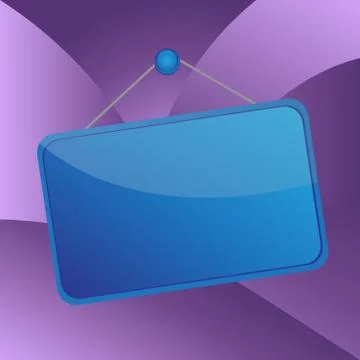 Hanging empty reminder. Colored square shaped note fixed on the surface Illustrazione stock