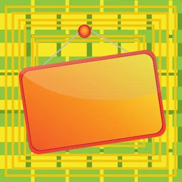 Hanging empty reminder. Colored square shaped note fixed on the surface Illustrazione stock