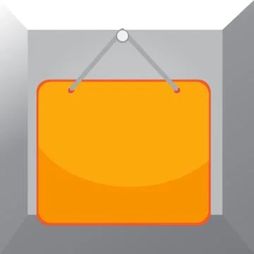 Hanging empty reminder. Colored square shaped note fixed on the surface Stock Illustration