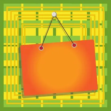 Hanging empty reminder. Colored square shaped note fixed on the surface Stock Illustration