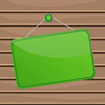 Hanging empty reminder. Colored square shaped note fixed on the surface Stock Illustration