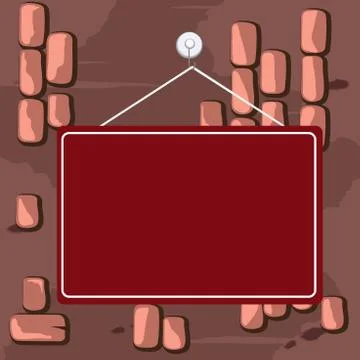 Hanging empty reminder. Colored square shaped note fixed on the surface Stock Illustration