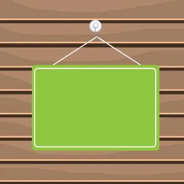 Hanging empty reminder. Colored square shaped note fixed on the surface Stock Illustration