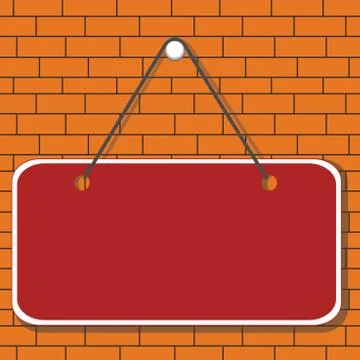 Hanging empty reminder. Colored square shaped note fixed on the surface Illustrazione stock