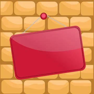 Hanging empty reminder. Colored square shaped note fixed on the surface イラスト素材