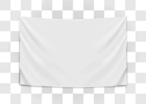 Hanging empty white flag. Blank flag concept. Stock Illustration