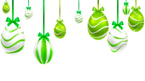 Hanging festive painted Easter eggs Stock Illustration