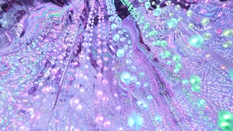 Hanging Fiber Optic Lights in a Digital Art Installation Stock Footage 312749404