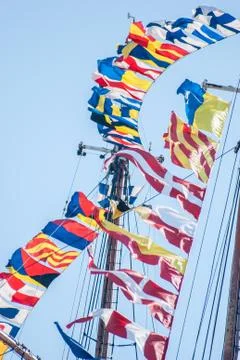 Hanging flags Stock Photos