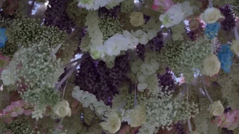 Hanging flowers at a wedding Stock Footage 98678281