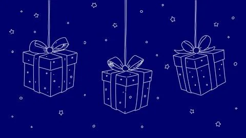 Hanging gift boxes with bows. Tiny stars simple decoration. Good for cards Stock Illustration