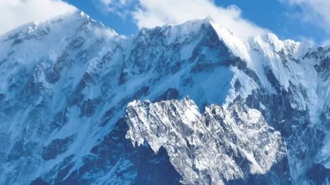 Hanging glacier and snow capped mountain with lake in Tibet, China Video stock 304400966