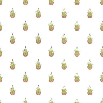 Hanging green plant seamless pattern for decor Stock Illustration