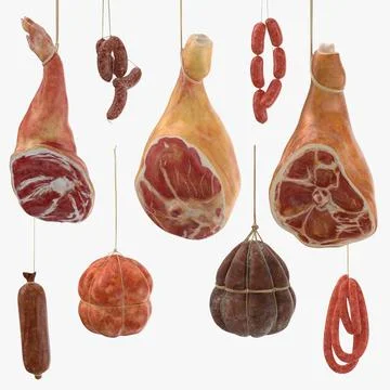 Hanging Hams and Sausages Collection ~ 3D Model #96420142 Hanging Hams and Sausages Collection ~ 3D Model #96420142
