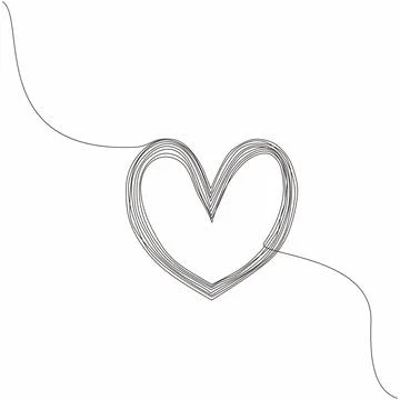 Hanging heart, continuous one line drawing of heart.  Stock Illustration