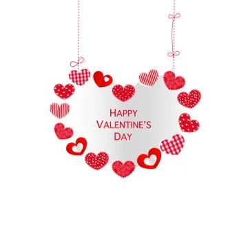 Hanging heart shape with retro red cute heart Stock Illustration