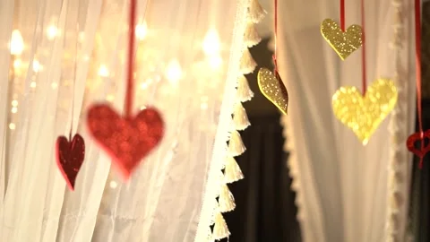 Hanging Hearts Decoration Stock Footage 314899069