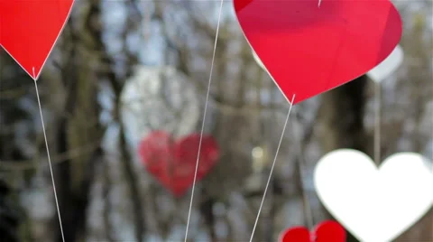 Hanging hearts Stock Footage 60141268