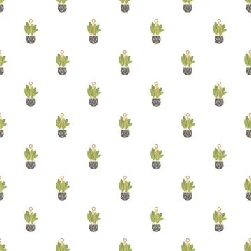 Hanging houseplant in macrame planter repeating pattern Stock Illustration