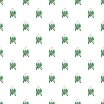 Hanging houseplant pattern creating a seamless background design Stock Illustration