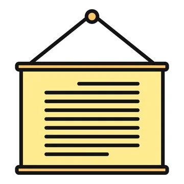 Hanging information board displaying message and notification text Stock Illustration