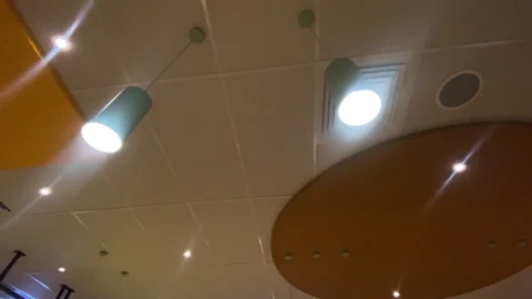 A hanging lamp and the ceiling at night. 스톡 동영상 288400290