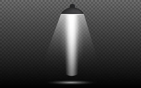 Hanging lamp with bright white light beam on transparent background Stock Illustration