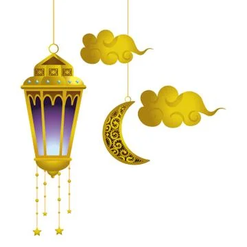 Hanging lamp moon and clouds Ilustração Stock