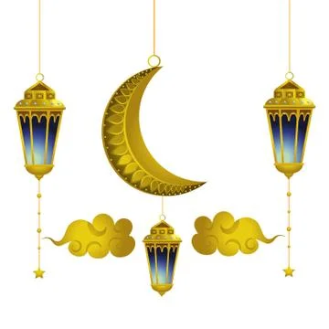 Hanging lamp moon and clouds Ilustração Stock