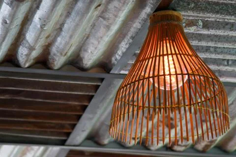 Hanging lamps on the ceiling designed . Stock Photos