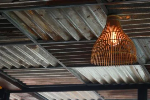 Hanging lamps on the ceiling designed . Stock Photos