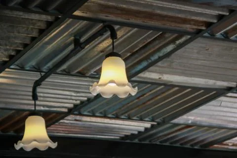 Hanging lamps on the ceiling designed . Stock Photos