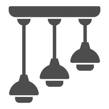 Hanging lamps solid icon, interior design concept, ceiling lamp sign on white 스톡 일러스트