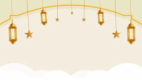 Hanging lantern and stars for islamic video with looping ornament blank backgrou Stock Footage 238564139