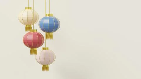 Hanging lantern elements Traditional Asian decor Stockillustratie