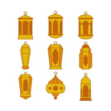 Hanging Lantern Vector Illustration Graphic Design Template Set Illustrazione stock