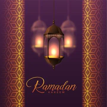 Hanging lanterns and islamic pattern design for ramadan kareem 库存插图