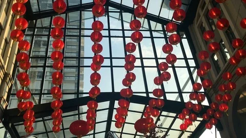 Hanging lanterns in the mall Stock Footage 103786637