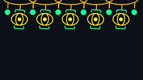 Hanging Lanterns String Decoration Icon Stock Footage 335592189