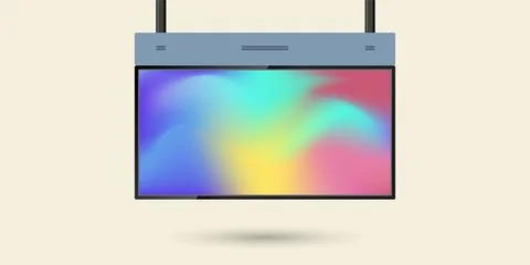 The Hanging of Large LED Screen Mock up with black realistic stand for outd.. Stock Illustration