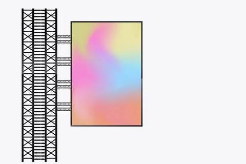 Hanging LED Screen Mockup in the column for advertising light box, A realis.. Stock Illustration