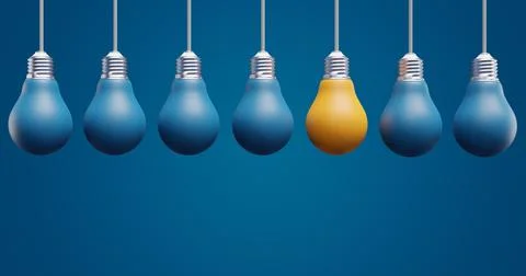 Hanging light bulb. Idea brainstorming invention. Stock-Illustration