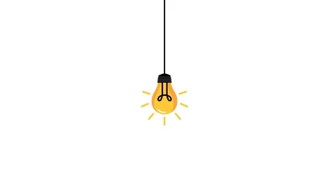 Hanging light bulb idea flat animation with cable and swinging motion. Vídeos de archivo 327158378
