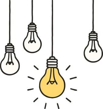 Hanging light bulbs, minimal simple vector illustration Stock Illustration