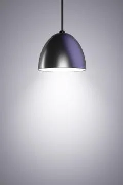 The hanging light is on. Light background. Copy space Stock Photos