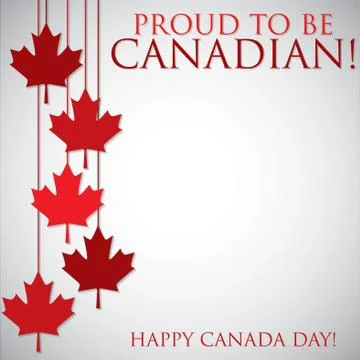 Hanging maple leaf Canada Day card in vector format. Stock Illustration