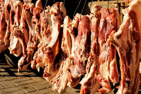 Hanging meat Stock Photos